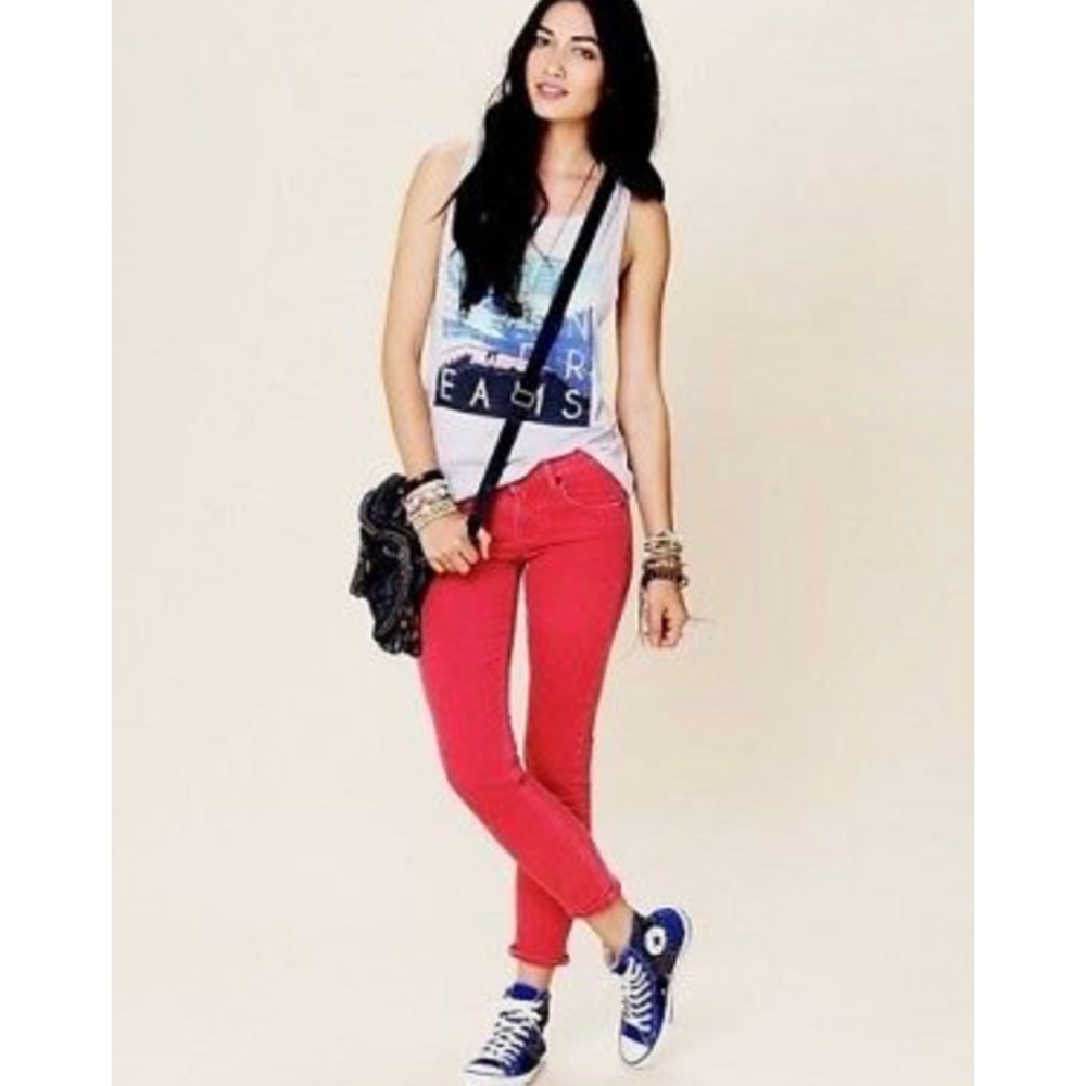 Free People Skinny Coral Jeans